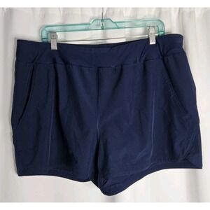 Lands End Board Shorts 3" Womens 18 Dolphin Hem UPF ‎ Quick Dry Blue Swim